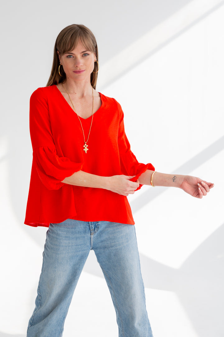 Diane Blouse Red-TOPS-kindacollection-Kinda