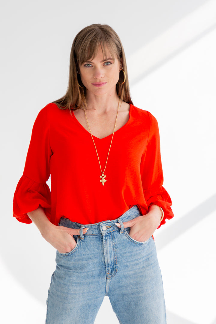 Diane Blouse Red-TOPS-kindacollection-Kinda