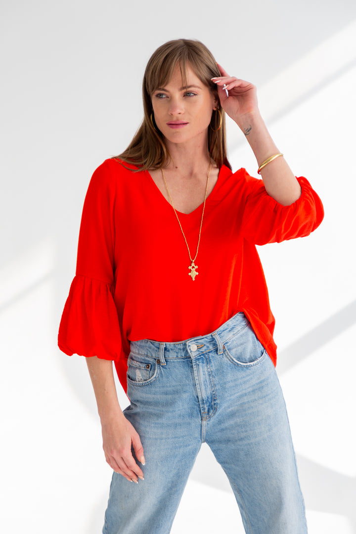 Diane Blouse Red-TOPS-kindacollection-Kinda