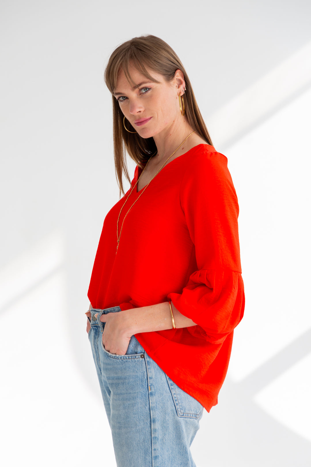 Diane Blouse Red-TOPS-kindacollection-Kinda