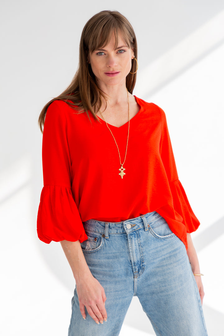 Diane Blouse Red-TOPS-kindacollection-Kinda