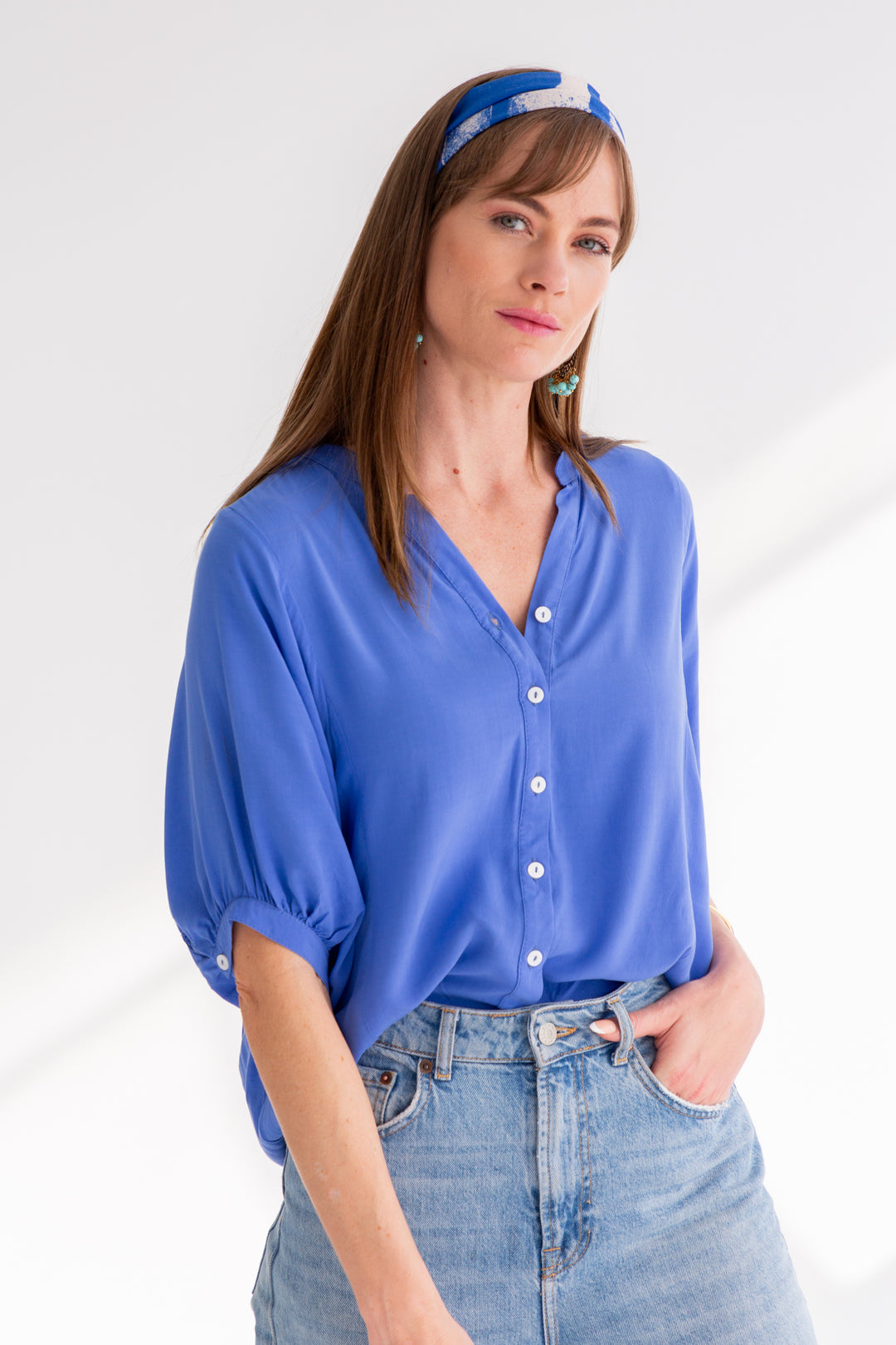 Gabi Blouse Blue-TOPS-kindacollection-Kinda