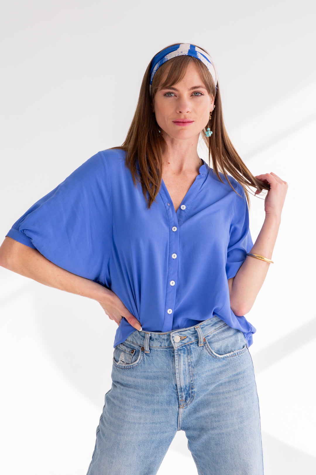 Gabi Blouse Blue-TOPS-kindacollection-Kinda