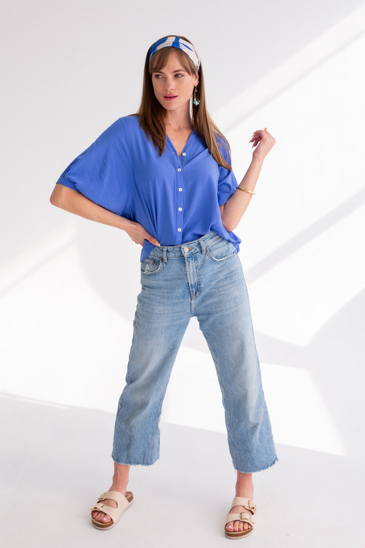 Gabi Blouse Blue-TOPS-kindacollection-Kinda