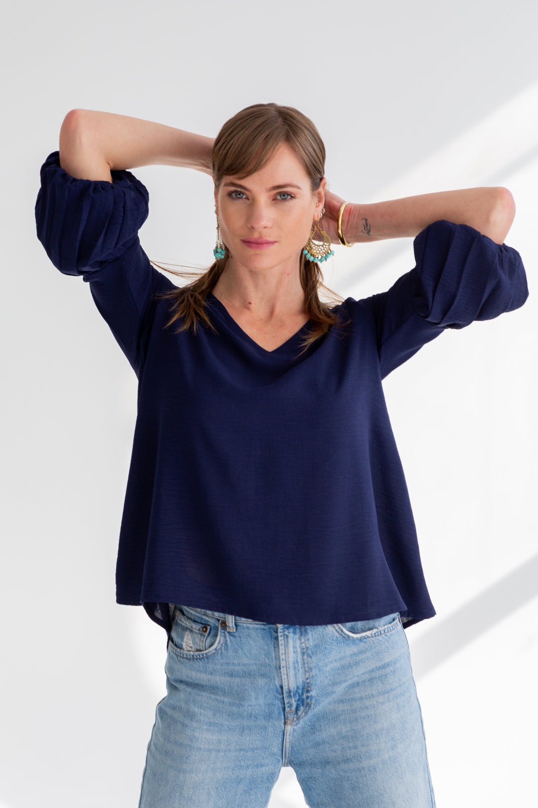 Diane Blouse Dark Navy-TOPS-kindacollection-Kinda