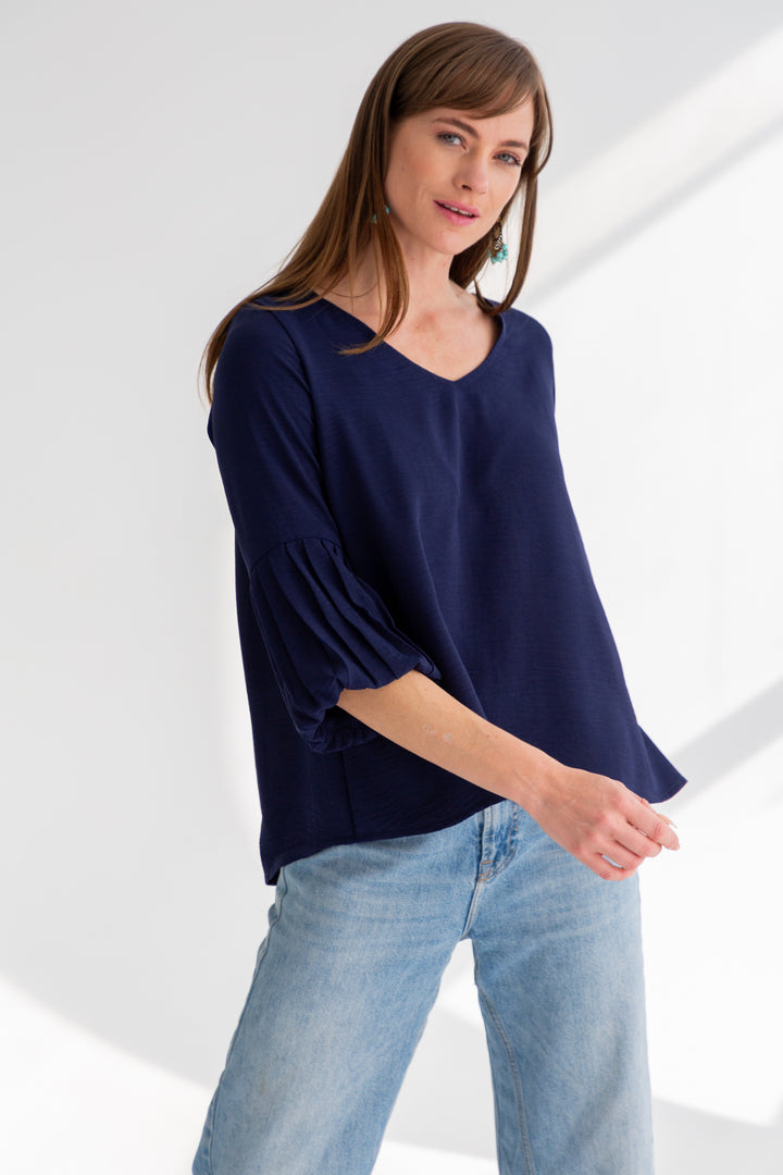 Diane Blouse Dark Navy-TOPS-kindacollection-Kinda