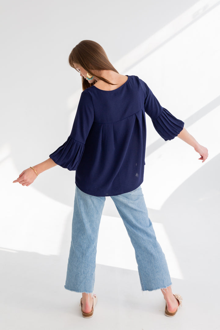 Diane Blouse Dark Navy-TOPS-kindacollection-Kinda