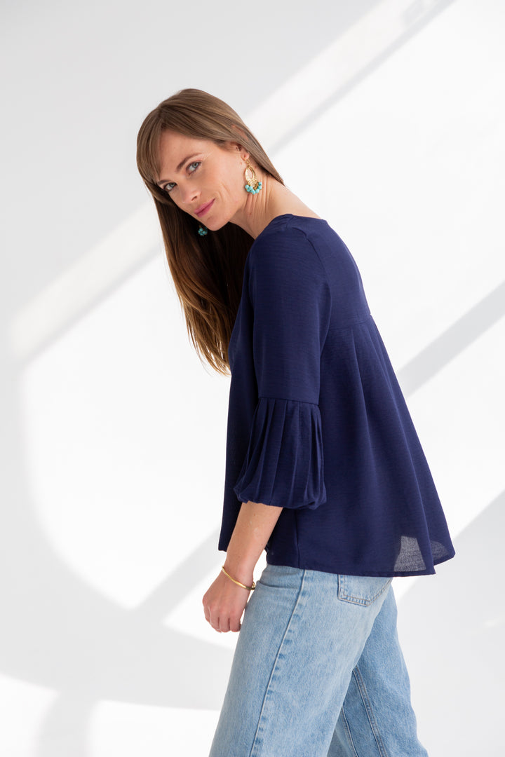 Diane Blouse Dark Navy-TOPS-kindacollection-Kinda