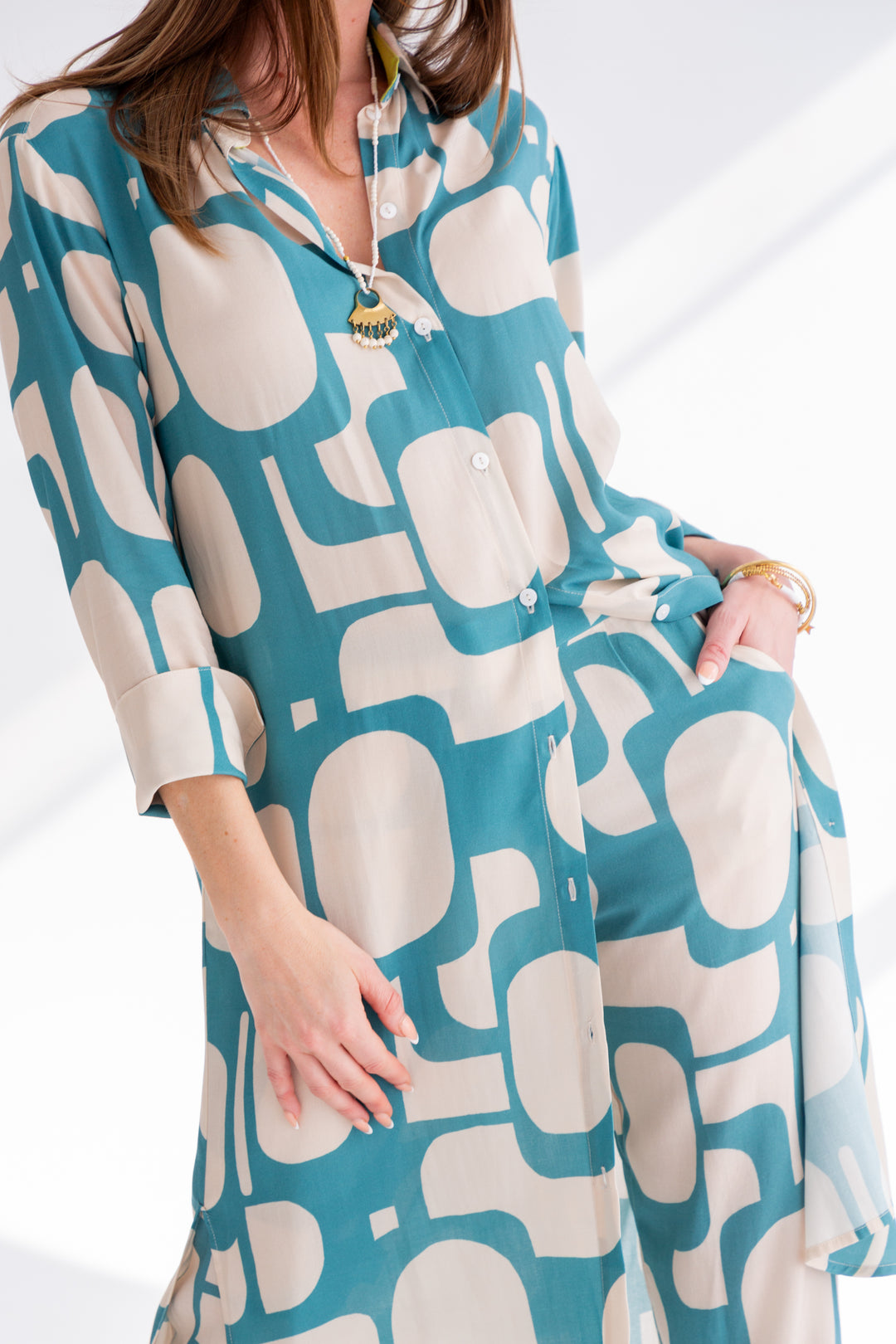 Evie Dress Blue Pebble Print-DRESSES-kindacollection-Kinda