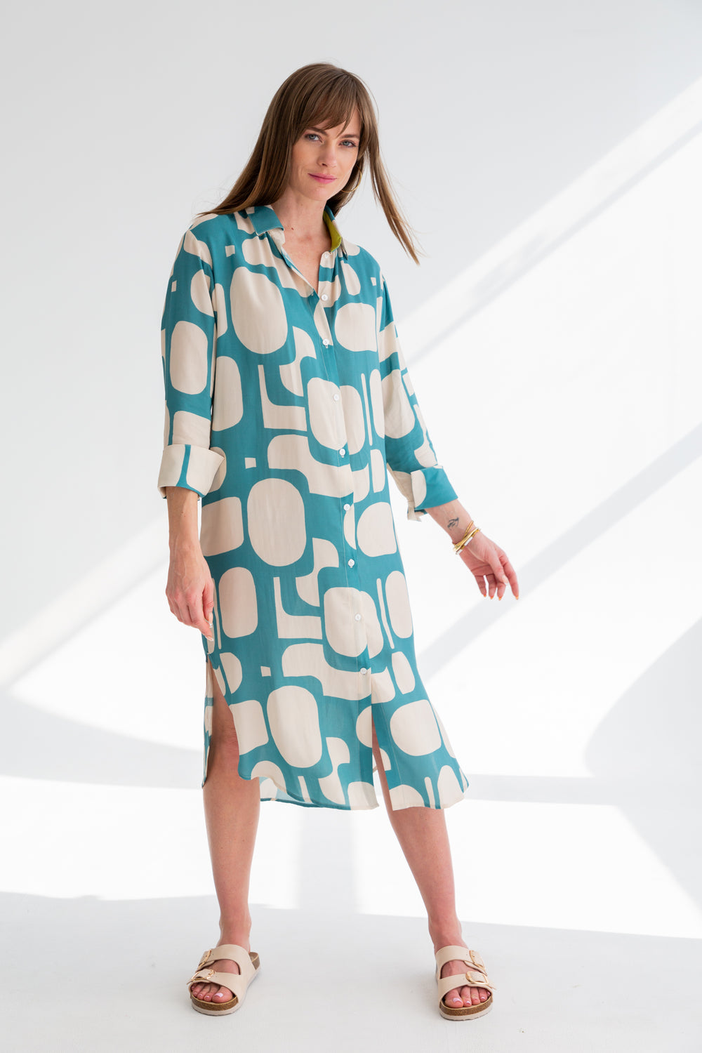 Evie Dress Blue Pebble Print-DRESSES-kindacollection-Kinda