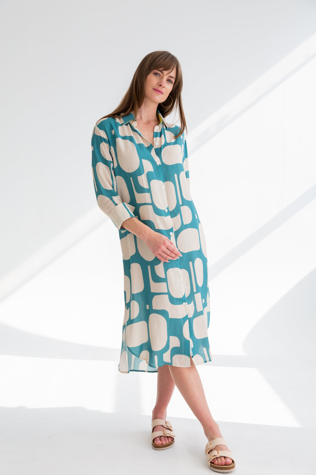 Evie Dress Blue Pebble Print-DRESSES-kindacollection-Kinda