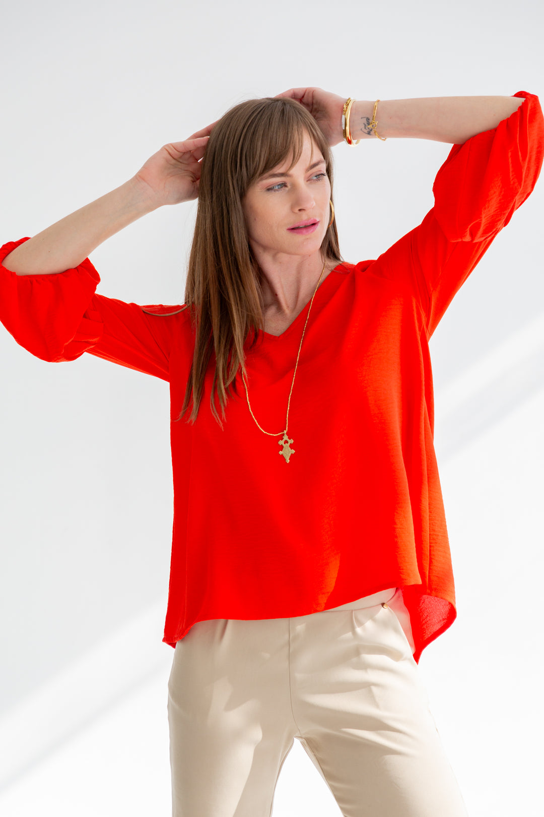 Diane Blouse Red-TOPS-kindacollection-Kinda