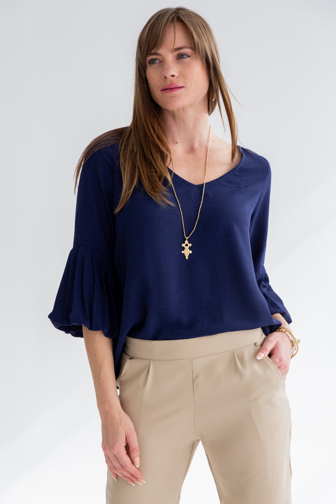 Diane Blouse Dark Navy-TOPS-kindacollection-Kinda