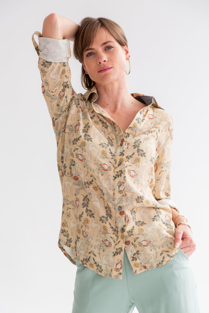 Boyfriend Shirt Greyhound Print-TOPS-kindacollection-Kinda