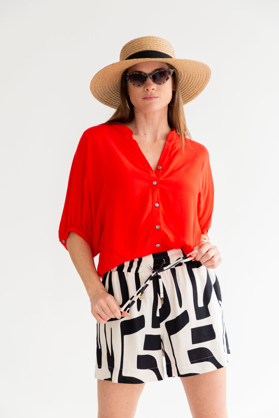 Gabi Blouse Red-TOPS-kindacollection-Kinda