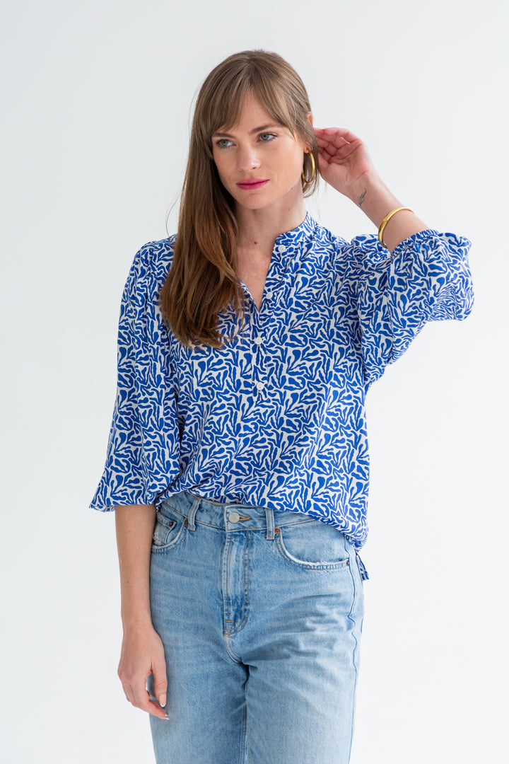 Amy Blouse Blue Coral-TOPS-kindacollection-Kinda