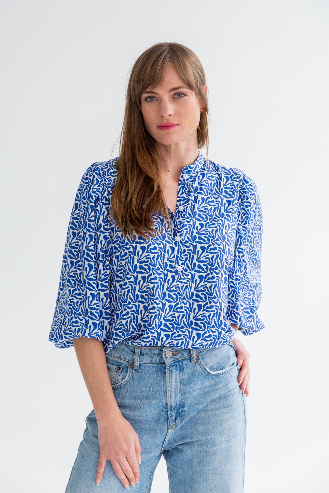 Amy Blouse Blue Coral-TOPS-kindacollection-Kinda