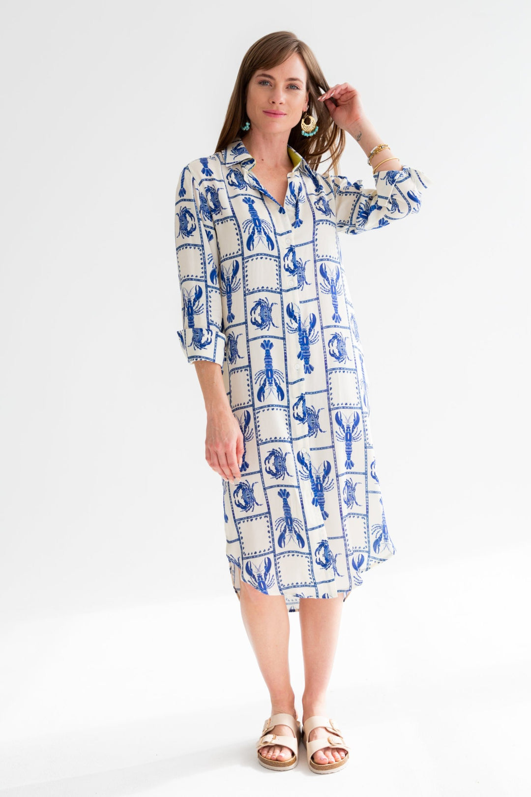 Evie Dress Crayfish Print-DRESSES-kindacollection-Kinda