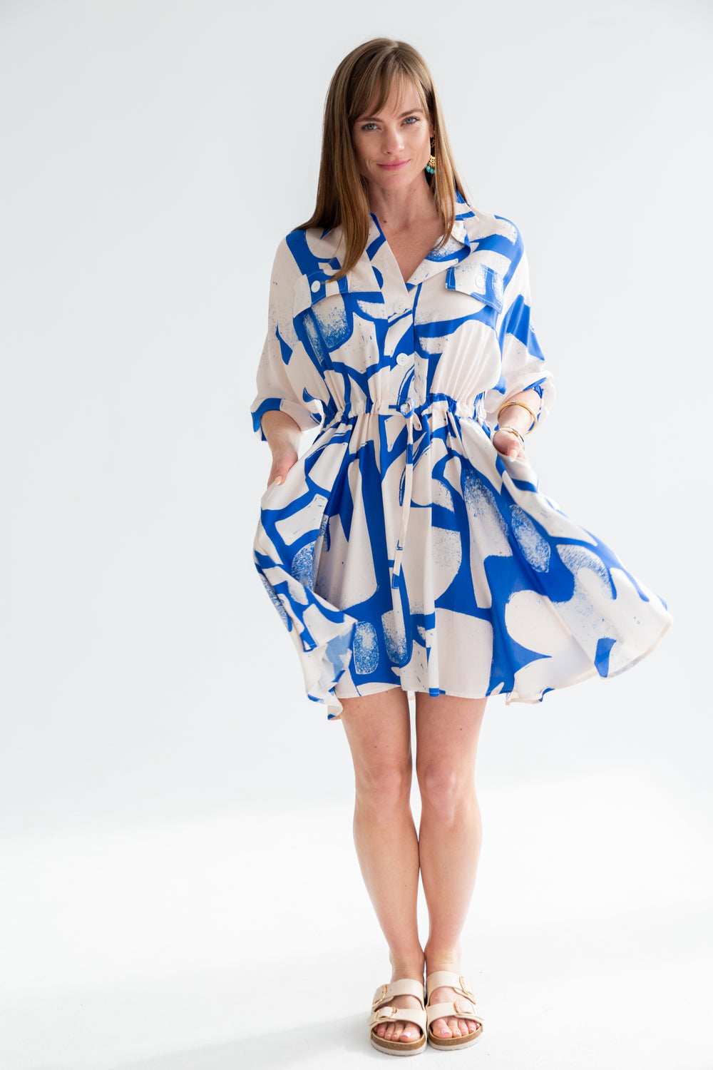 Mika Dress Blue Print-DRESSES-kindacollection-Kinda