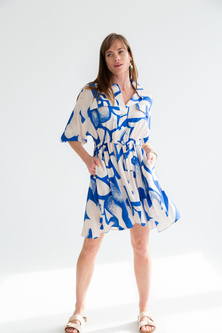 Mika Dress Blue Print-DRESSES-kindacollection-Kinda