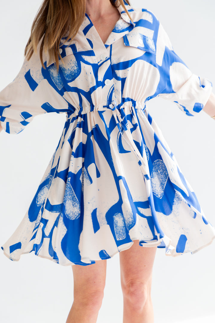 Mika Dress Blue Print-DRESSES-kindacollection-Kinda