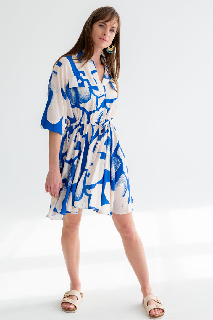 Mika Dress Blue Print-DRESSES-kindacollection-Kinda