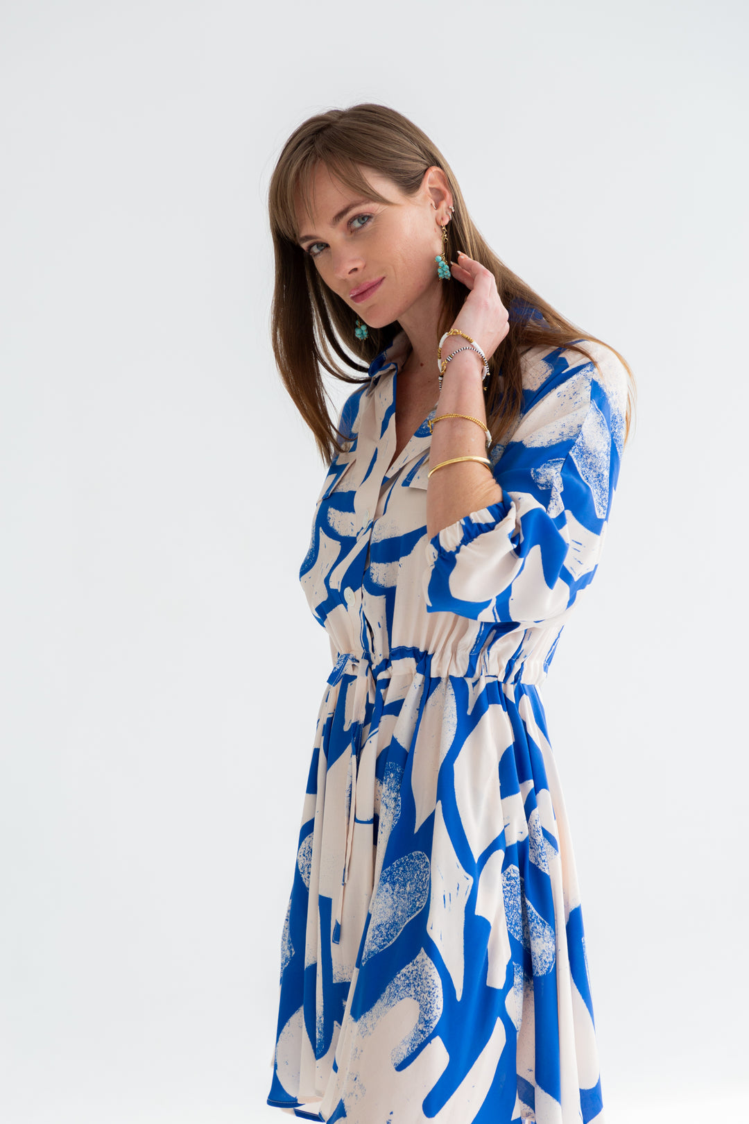 Mika Dress Blue Print-DRESSES-kindacollection-Kinda