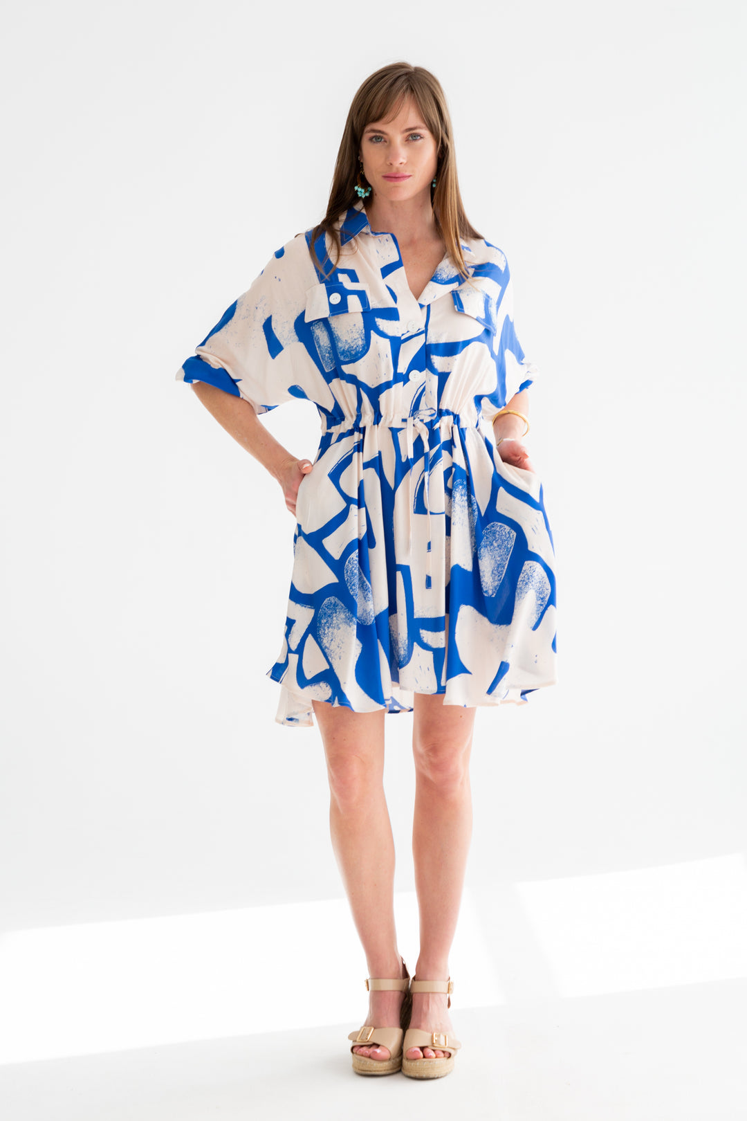 Mika Dress Blue Print-DRESSES-kindacollection-Kinda