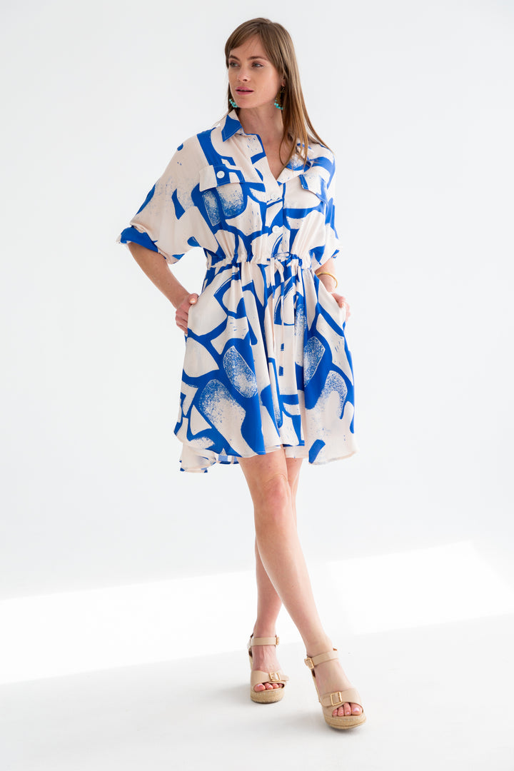 Mika Dress Blue Print-DRESSES-kindacollection-Kinda