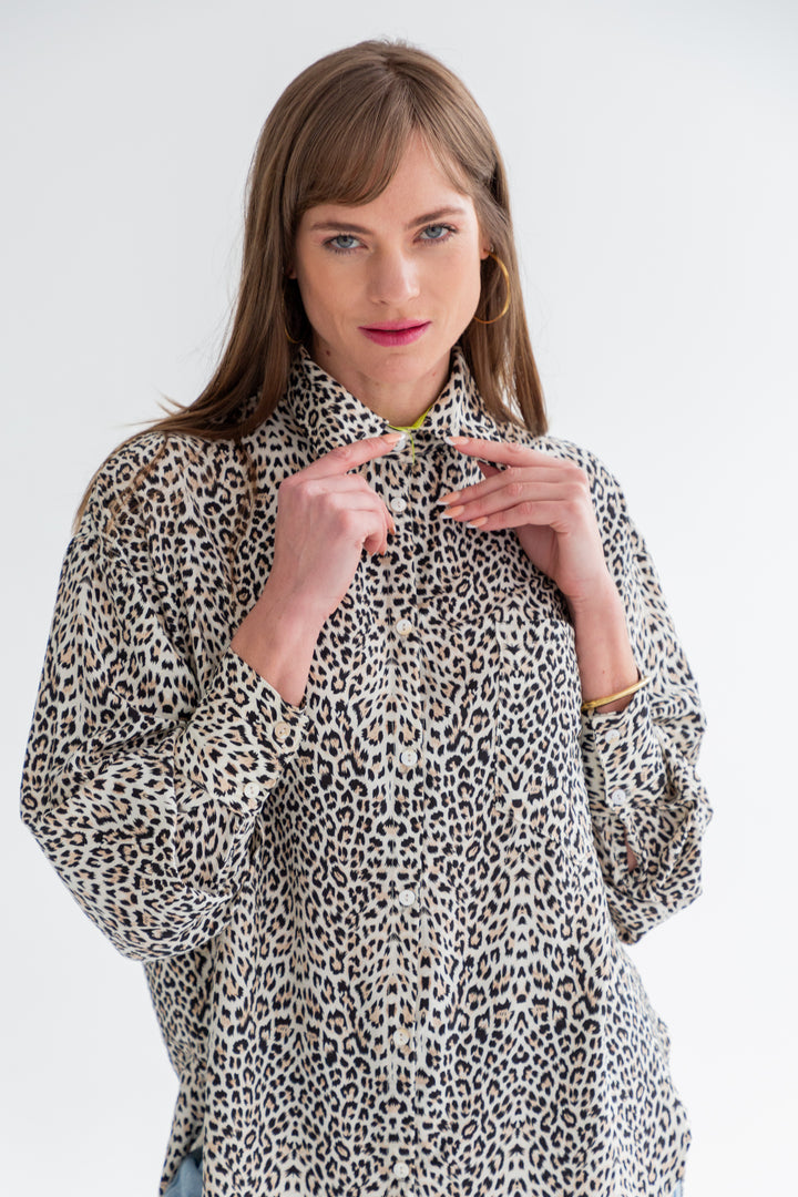 Charlotte Shirt Animal Print-TOPS-kindacollection-Kinda