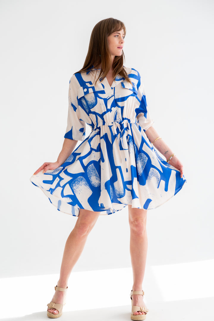 Mika Dress Blue Print-DRESSES-kindacollection-Kinda