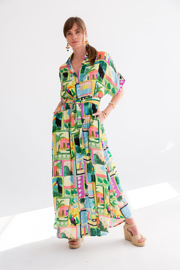 Kate Dress Tucan Print-DRESSES-kindacollection-Kinda