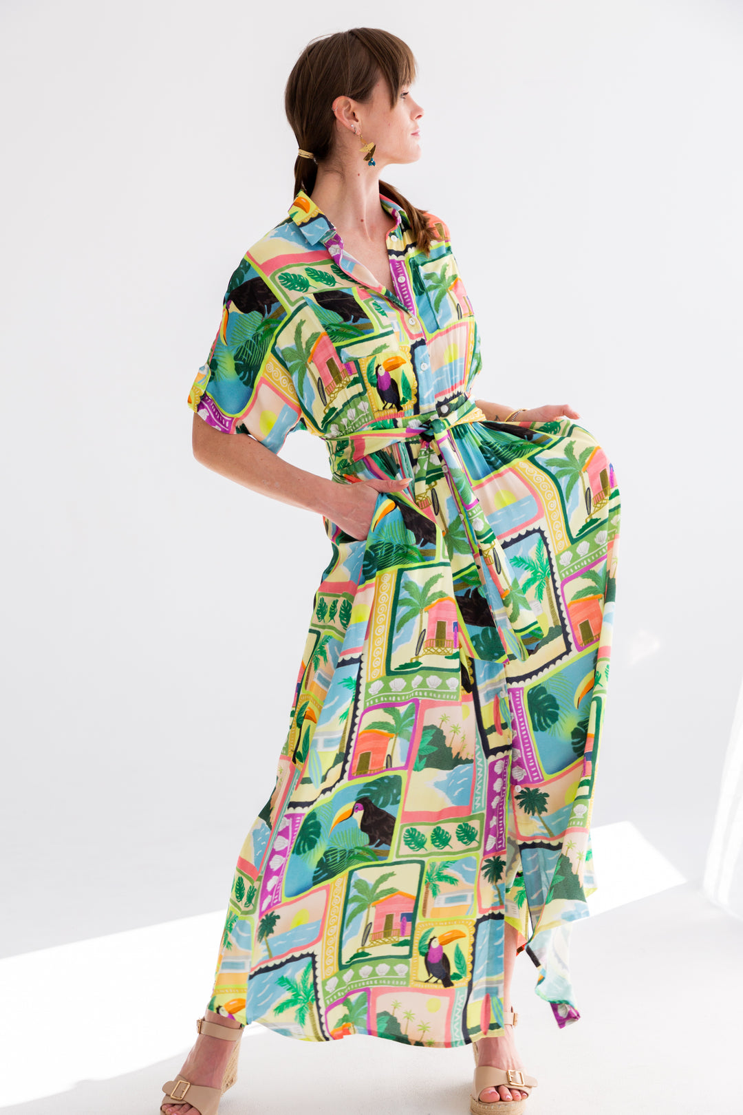 Kate Dress Tucan Print-DRESSES-kindacollection-Kinda