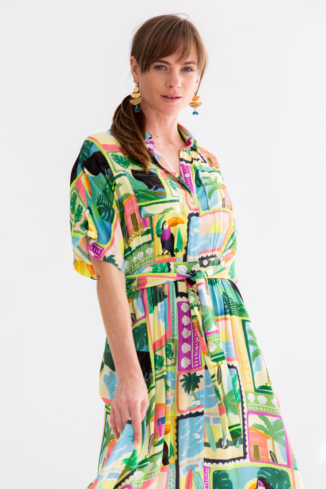 Kate Dress Tucan Print-DRESSES-kindacollection-Kinda