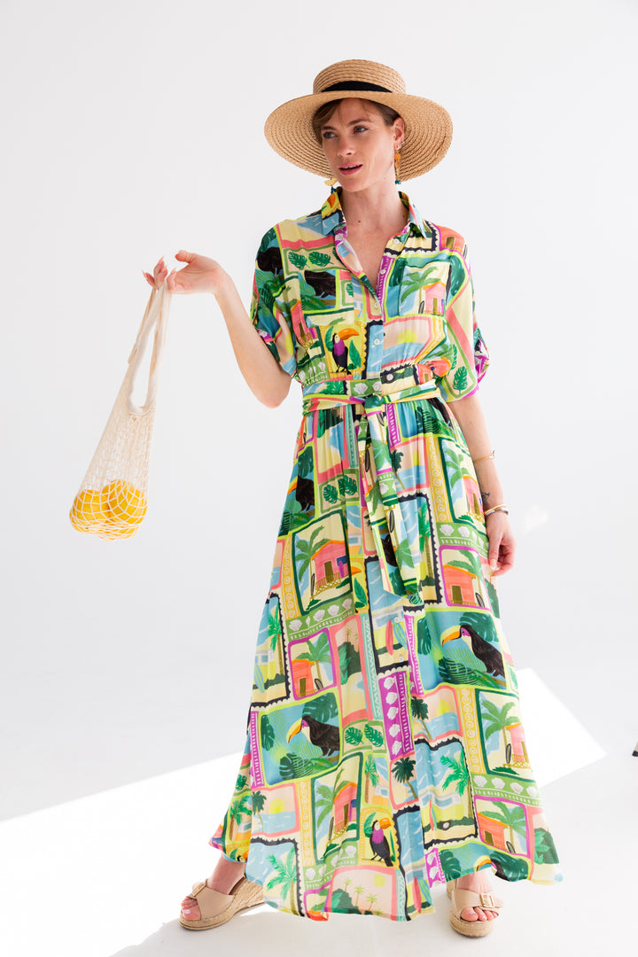 Kate Dress Tucan Print-DRESSES-kindacollection-Kinda