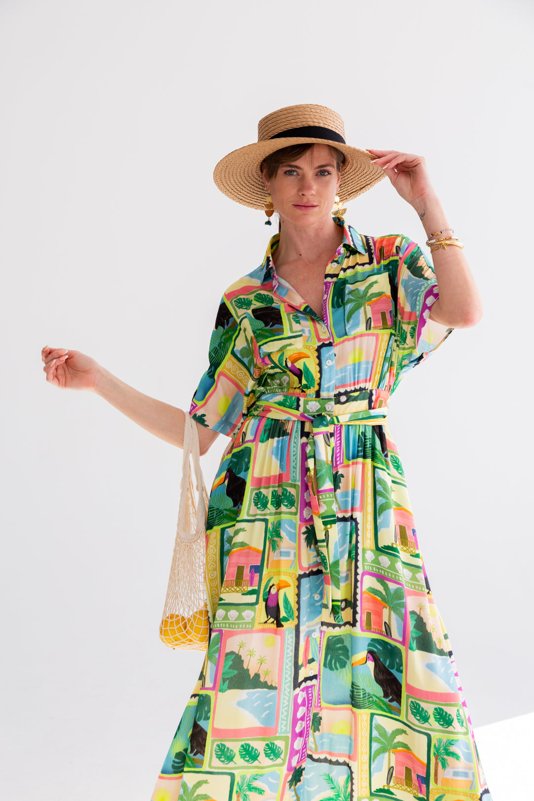 Kate Dress Tucan Print-DRESSES-kindacollection-Kinda