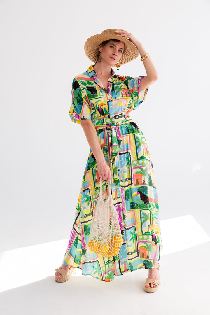 Kate Dress Tucan Print-DRESSES-kindacollection-Kinda