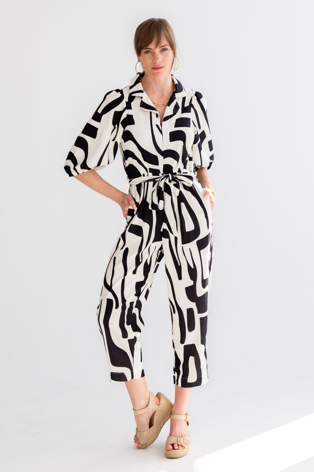 The Jemima Jumpsuit Black Abstract-PANTS-kindacollection-Kinda