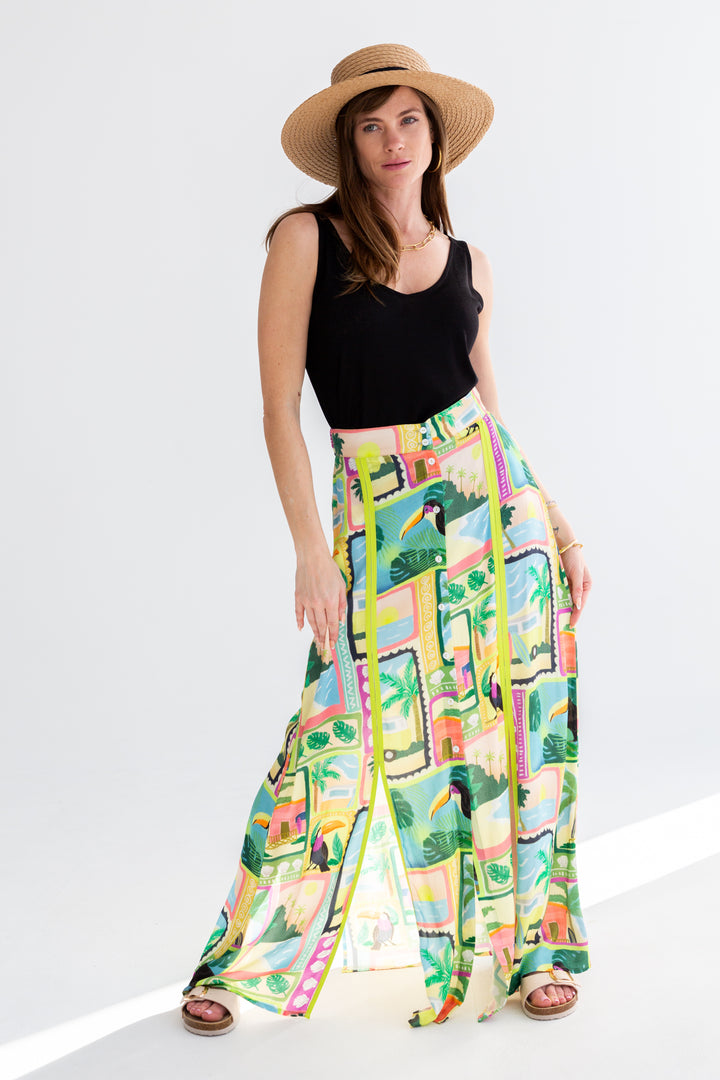 Santorini Skirt Tucan Print-SKIRTS-kindacollection-Kinda