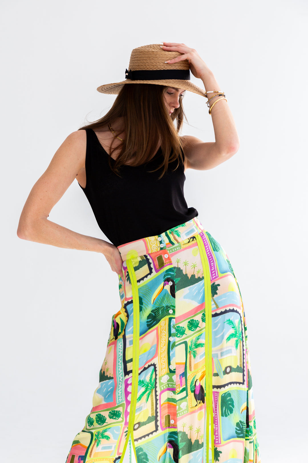 Santorini Skirt Tucan Print-SKIRTS-kindacollection-Kinda