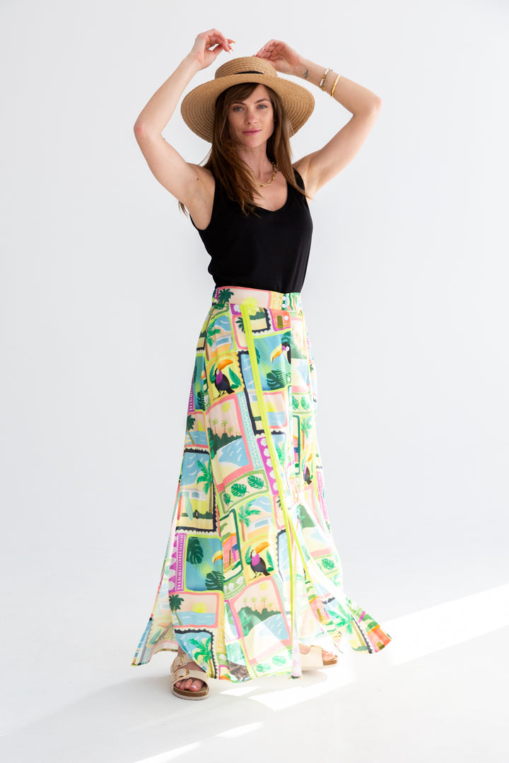 Santorini Skirt Tucan Print-SKIRTS-kindacollection-Kinda