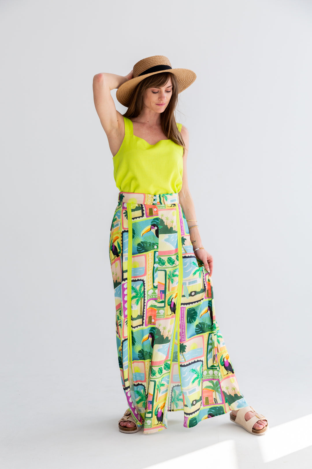 Santorini Skirt Tucan Print-SKIRTS-kindacollection-Kinda