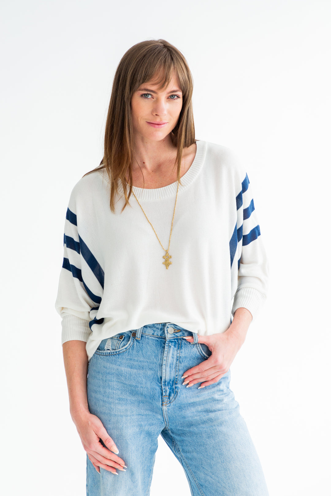 Ali Knit Navy Stripe-TOPS-kindacollection-Kinda