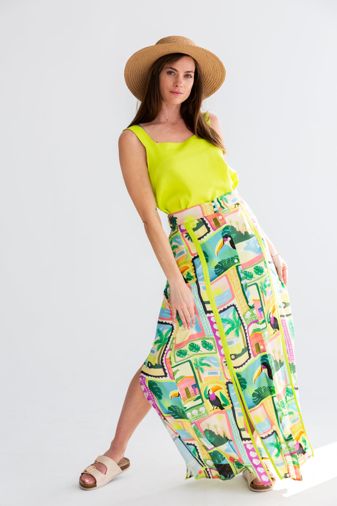 Santorini Skirt Tucan Print-SKIRTS-kindacollection-Kinda