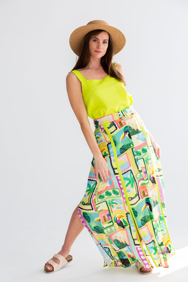 Santorini Skirt Tucan Print-SKIRTS-kindacollection-Kinda