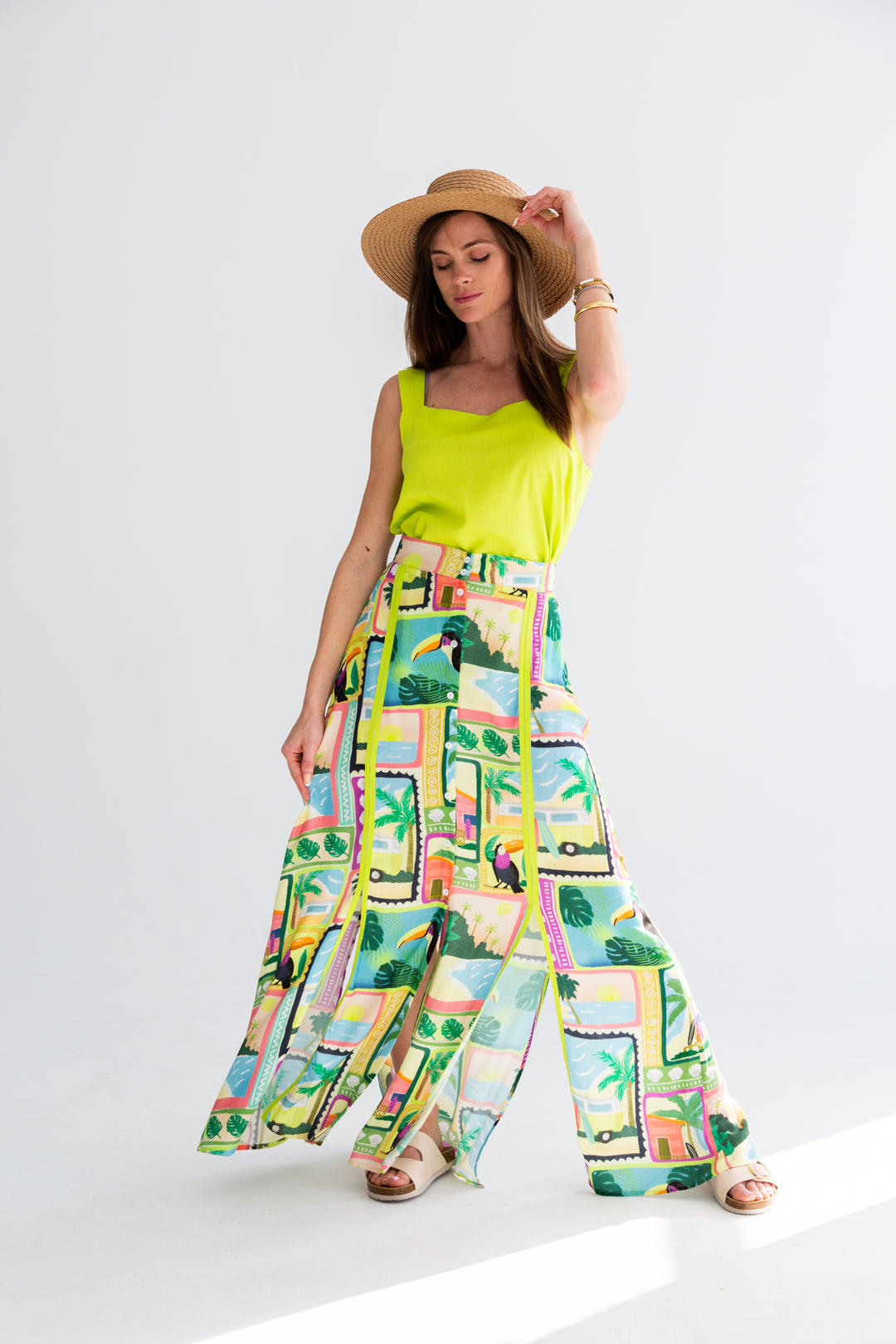 Santorini Skirt Tucan Print-SKIRTS-kindacollection-Kinda