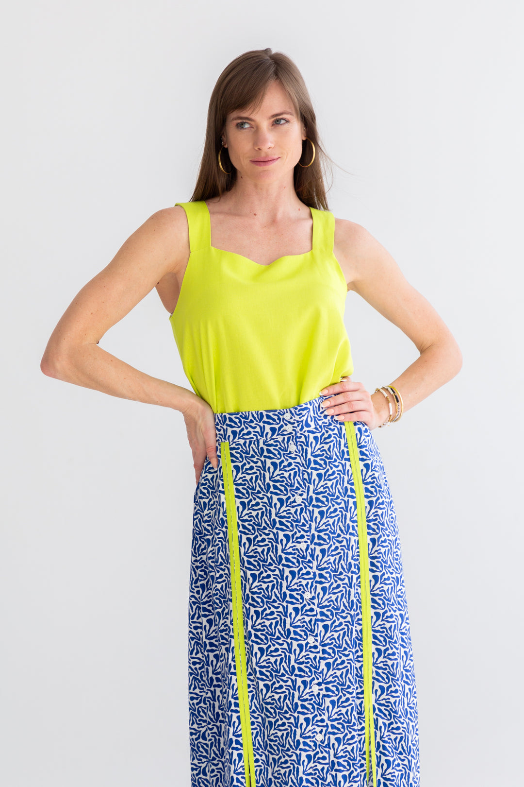 Santorini Skirt Blue Coral-SKIRTS-kindacollection-Kinda