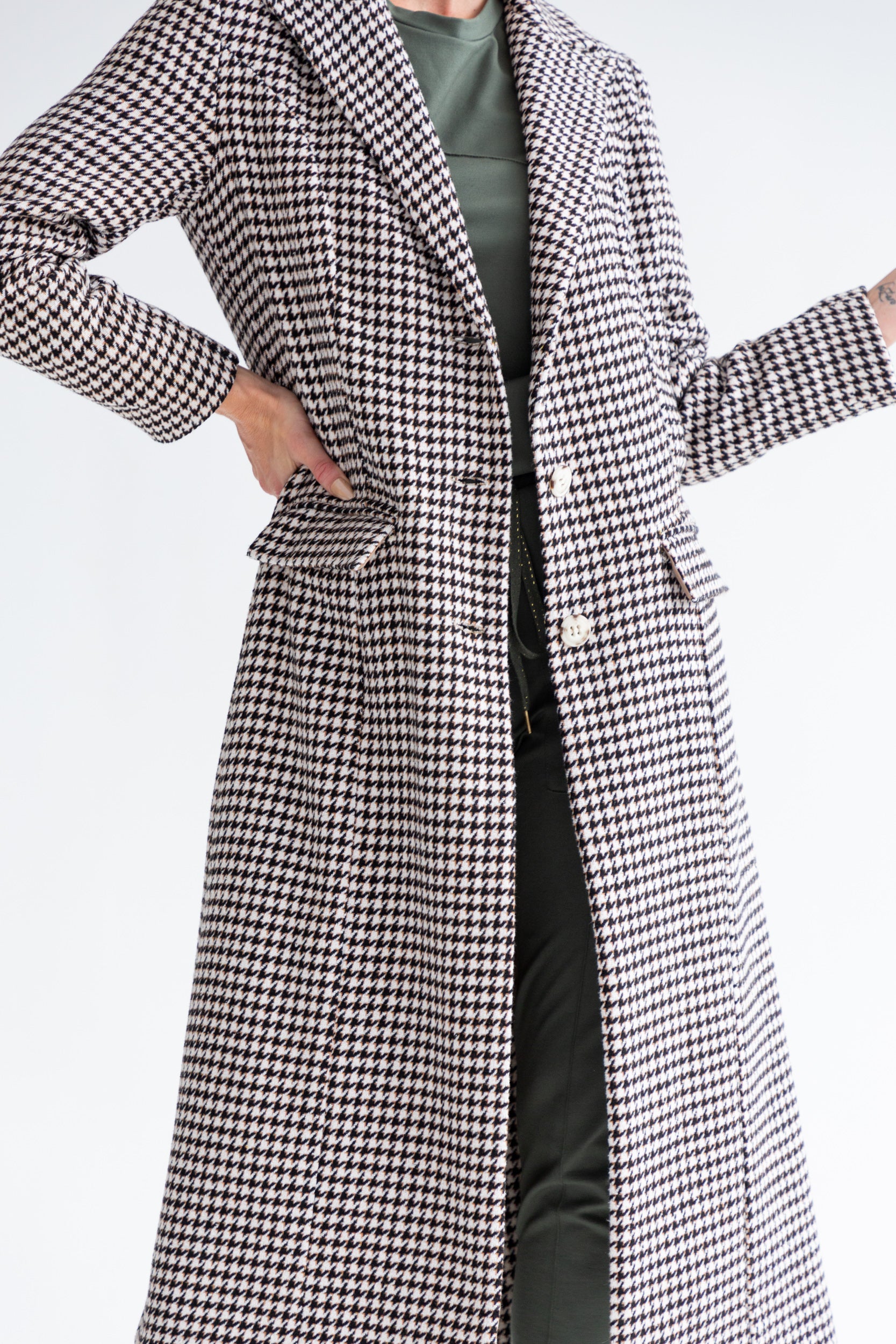 Houndstooth duster coat best sale