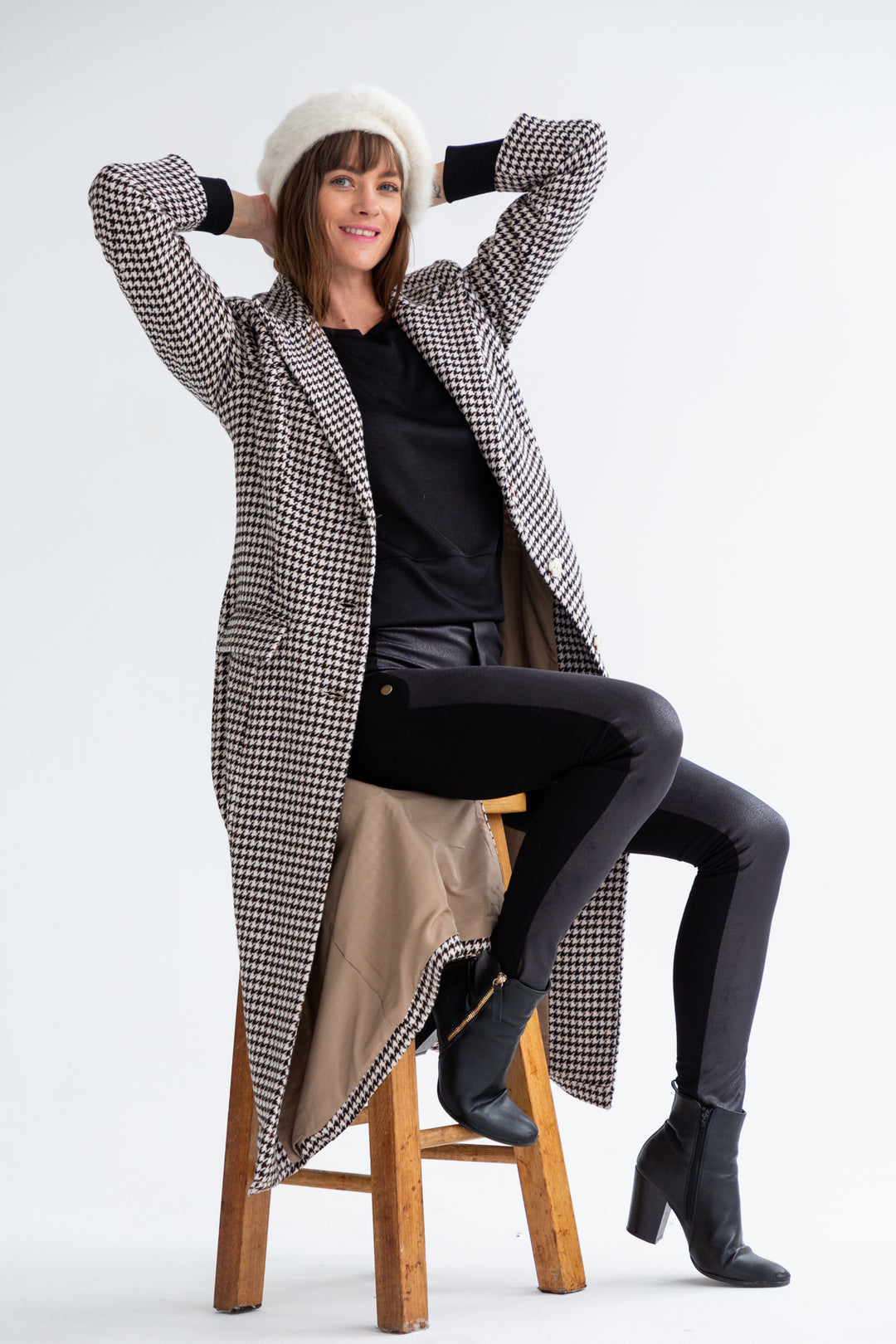 Thelma Coat Houndstooth-JACKETS-kindacollection-Kinda