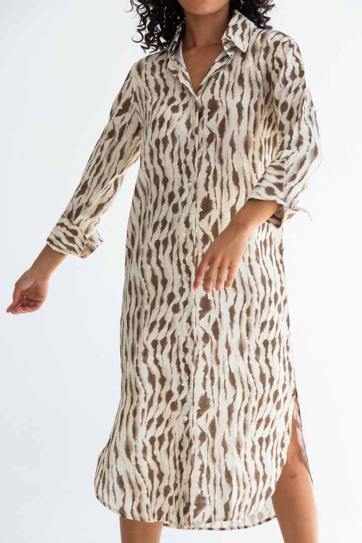 Evie Dress Brown Print-DRESSES-kindacollection-Kinda